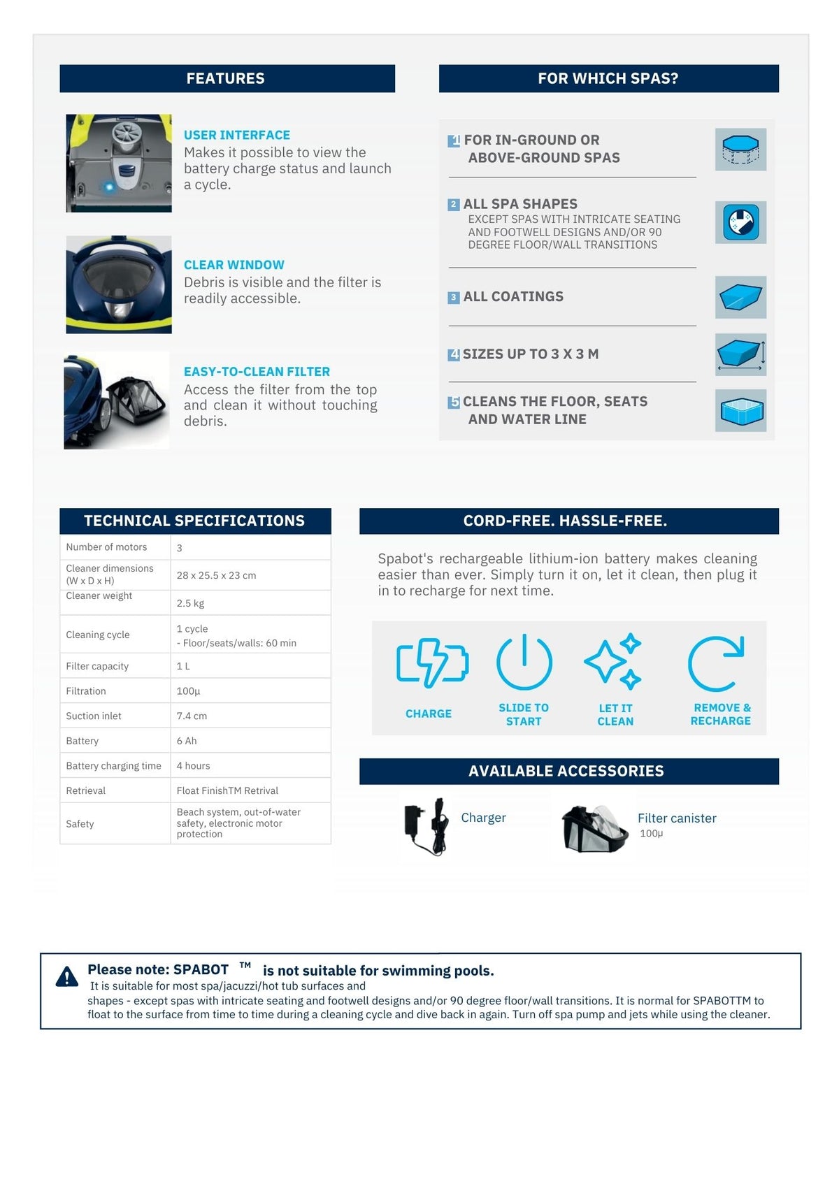 ZODIAC SPABOT SB1000 SPA CLEANER